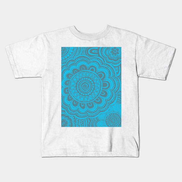 Cool Blue Anemone Flowers Kids T-Shirt by AmyMinori